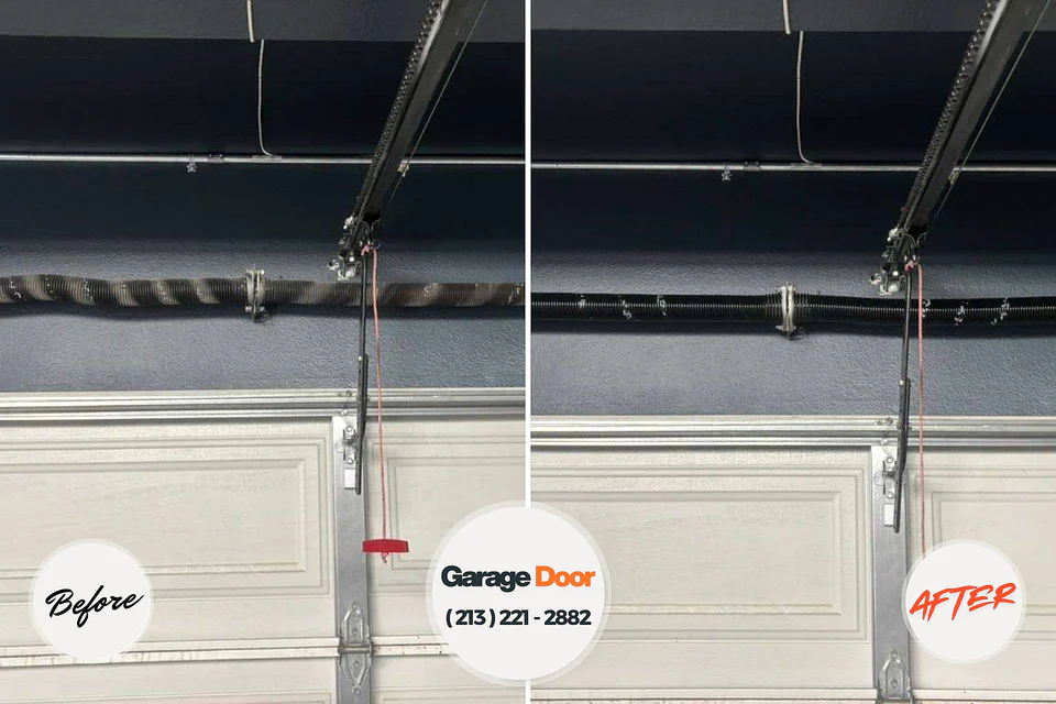 Before and after: garage door repair MacDonnell Heights, NY